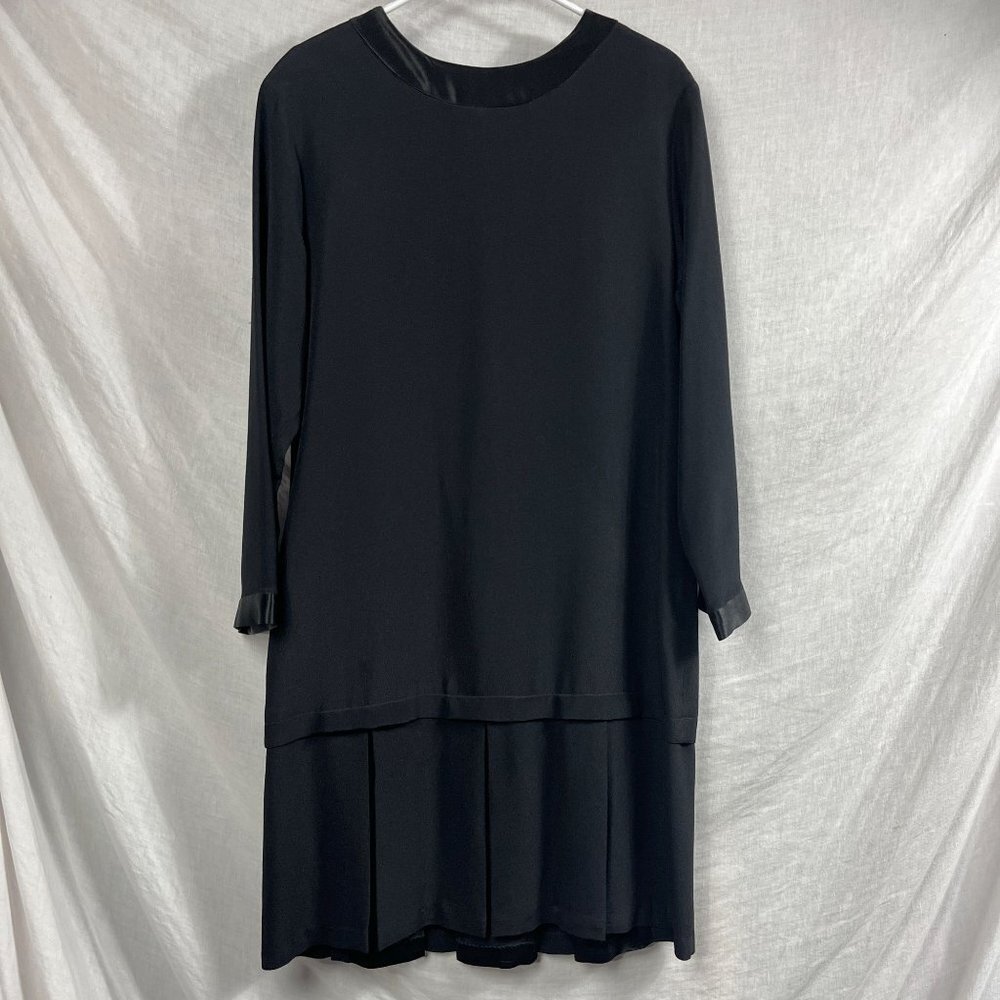 Vintage Carole Little Long Sleeve‎ Midi Dress Womens M Pleated Cocktail Office